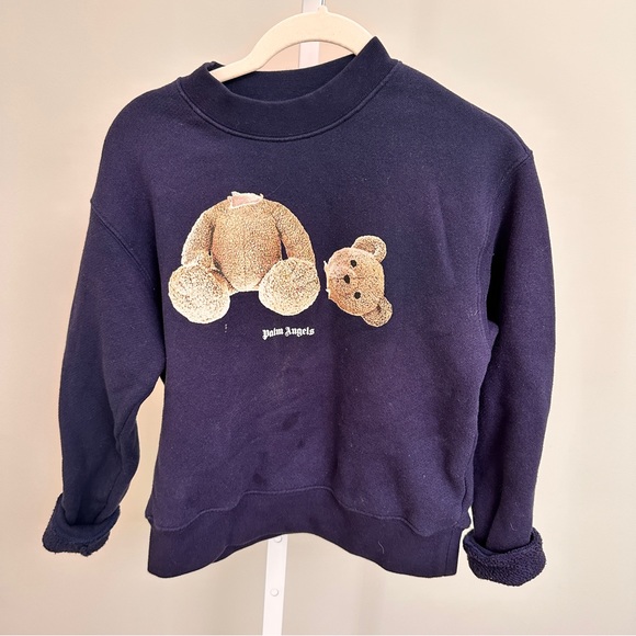 Palm Angels Kids Logo Teddy Printed Crewneck Sweatshirt size 10 - Picture 5 of 6